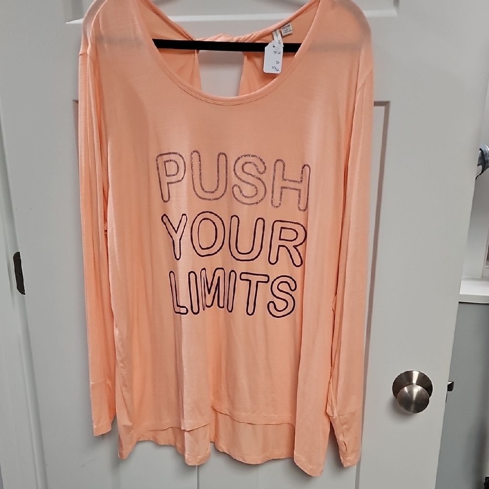 Cato Peach Long Sleeve Tee with 'Push Your Limits' Graphic